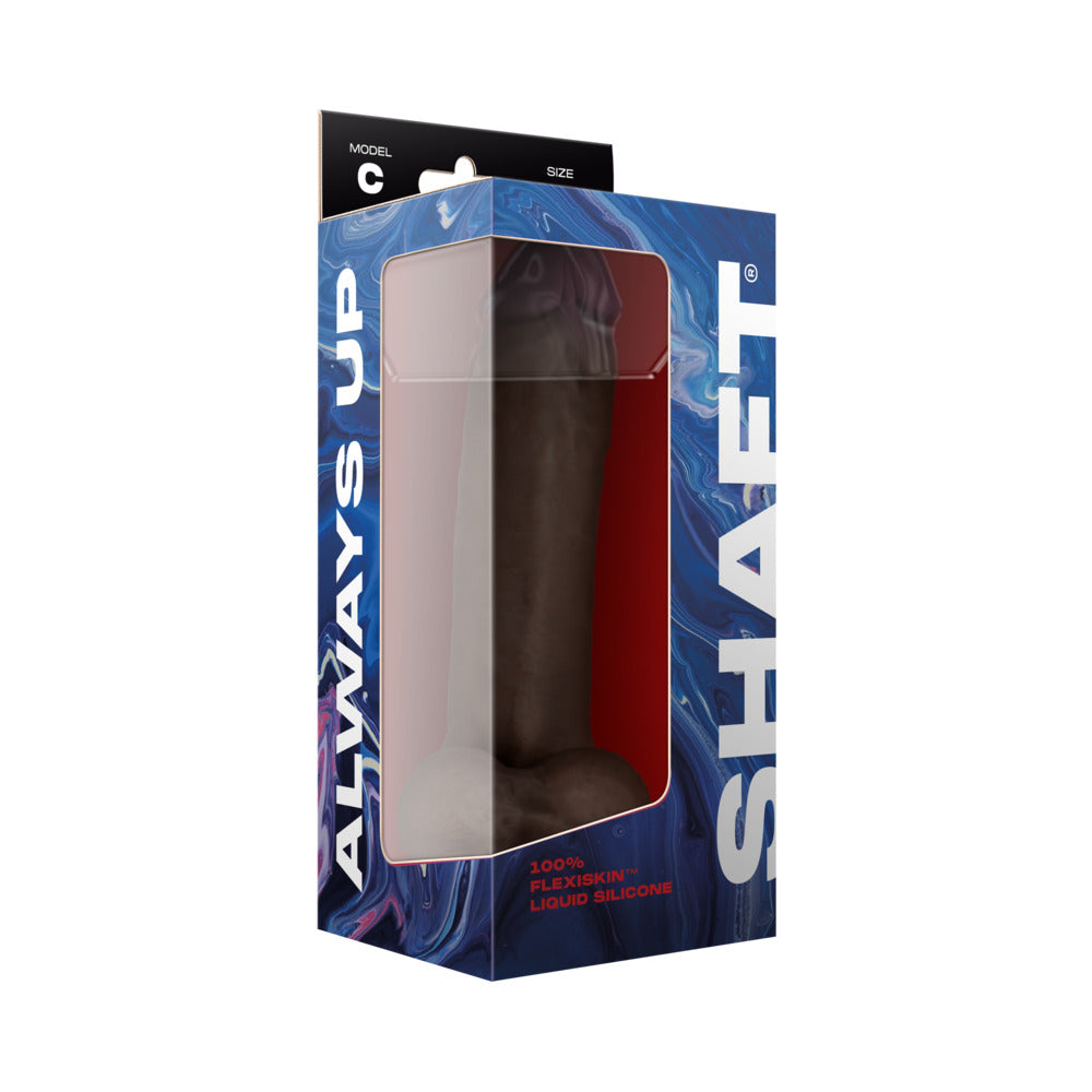 Shaft Model C Flexskin Liquid Silicone 9.5" Curved Dong w/Balls - Mahogany