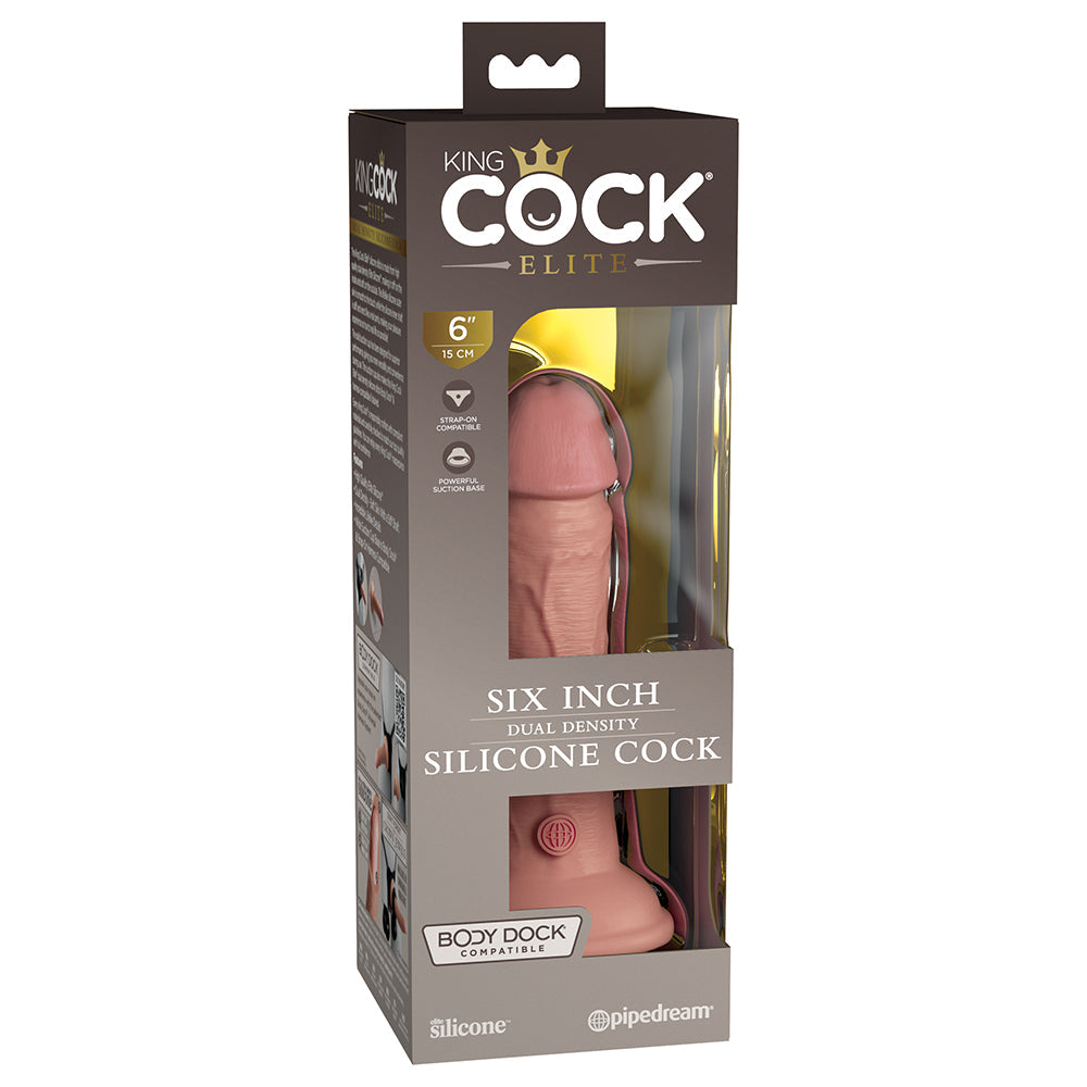 King Cock Elite Dual Density Silicone Cock-Light 6"
