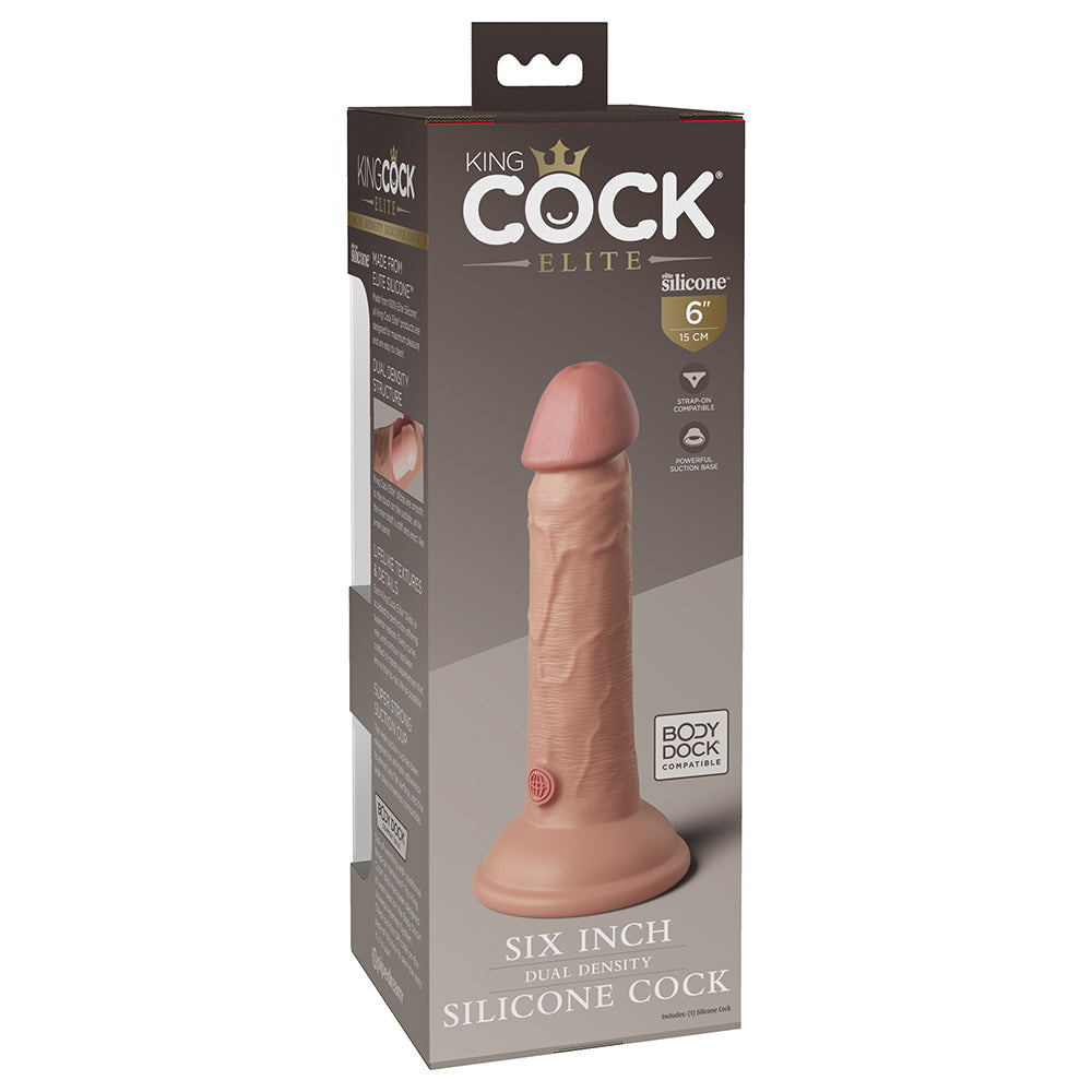 King Cock Elite Dual Density Silicone Cock-Light 6"