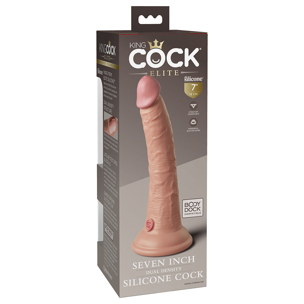 King Cock Elite Dual Density Silicone Cock-Light 7"