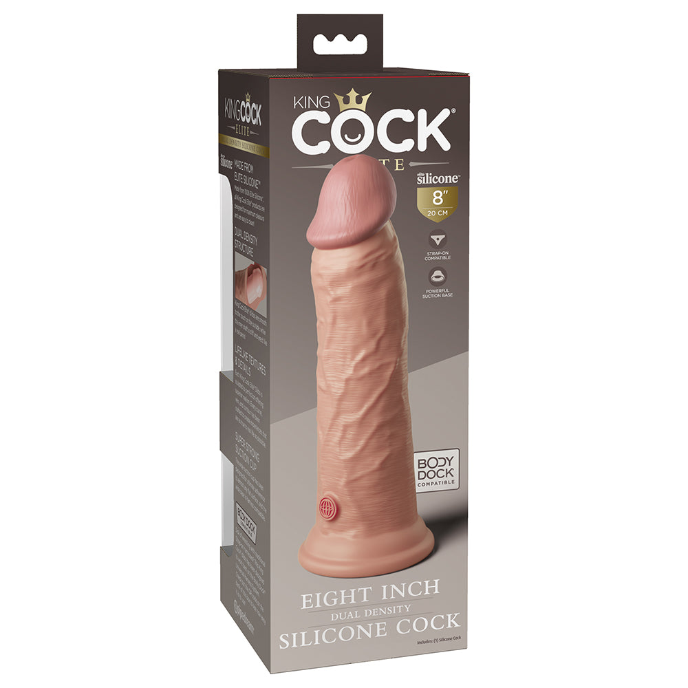 King Cock Elite Dual Density Silicone Cock-Light 8"