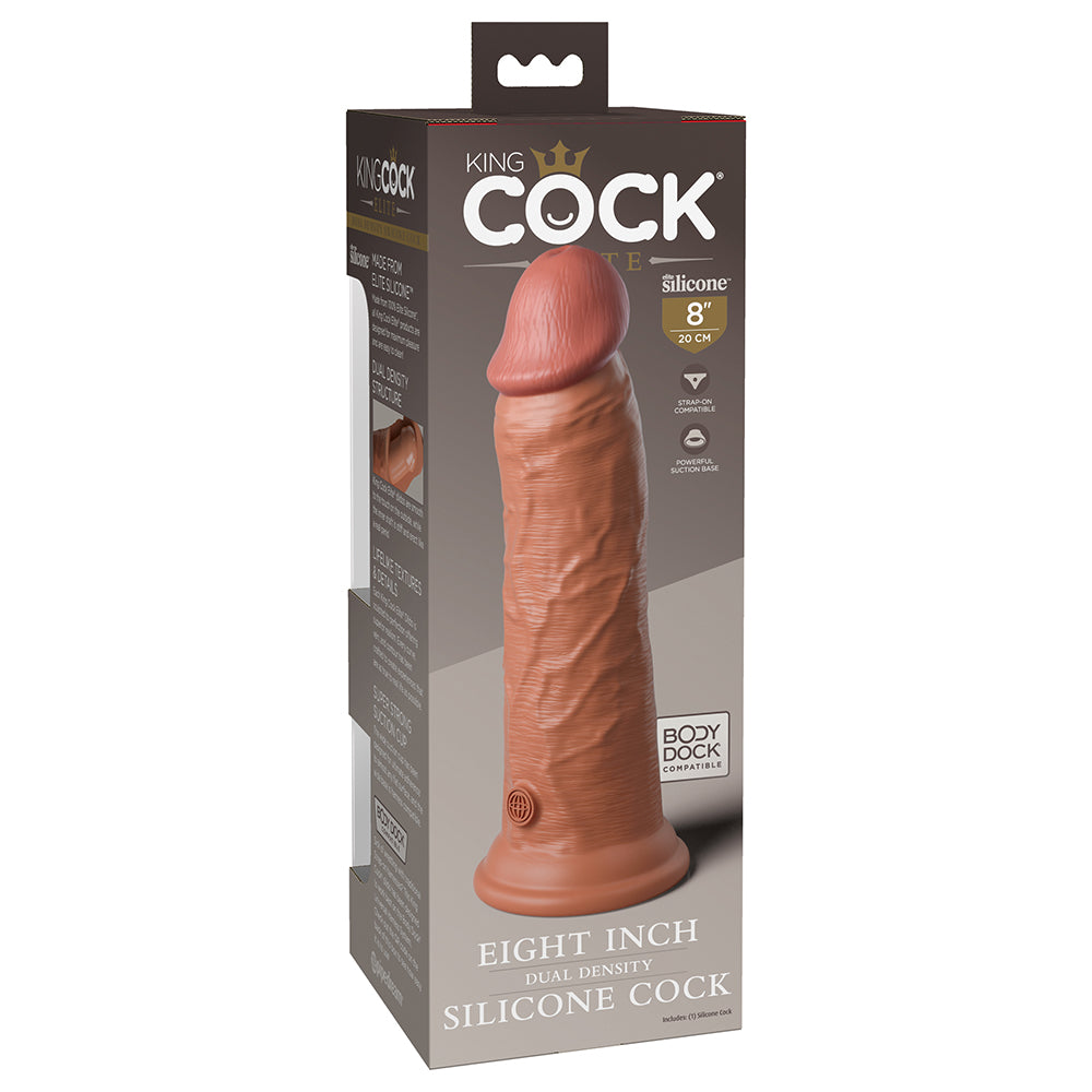 King Cock Elite 8" Dual Density Silicone Cock - Tan