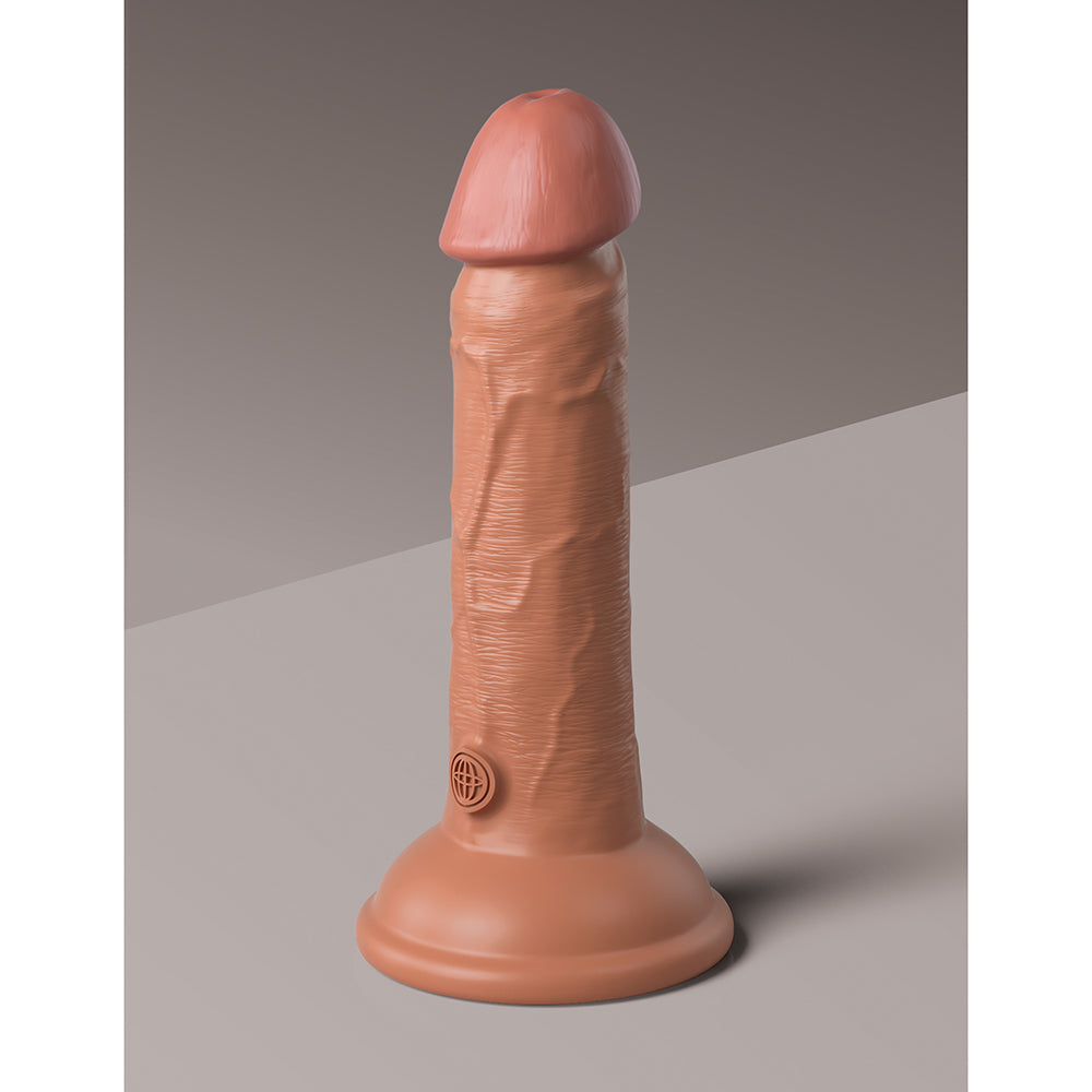 King Cock Elite Dual Density Vibe Silicone Cock-Tan 6"