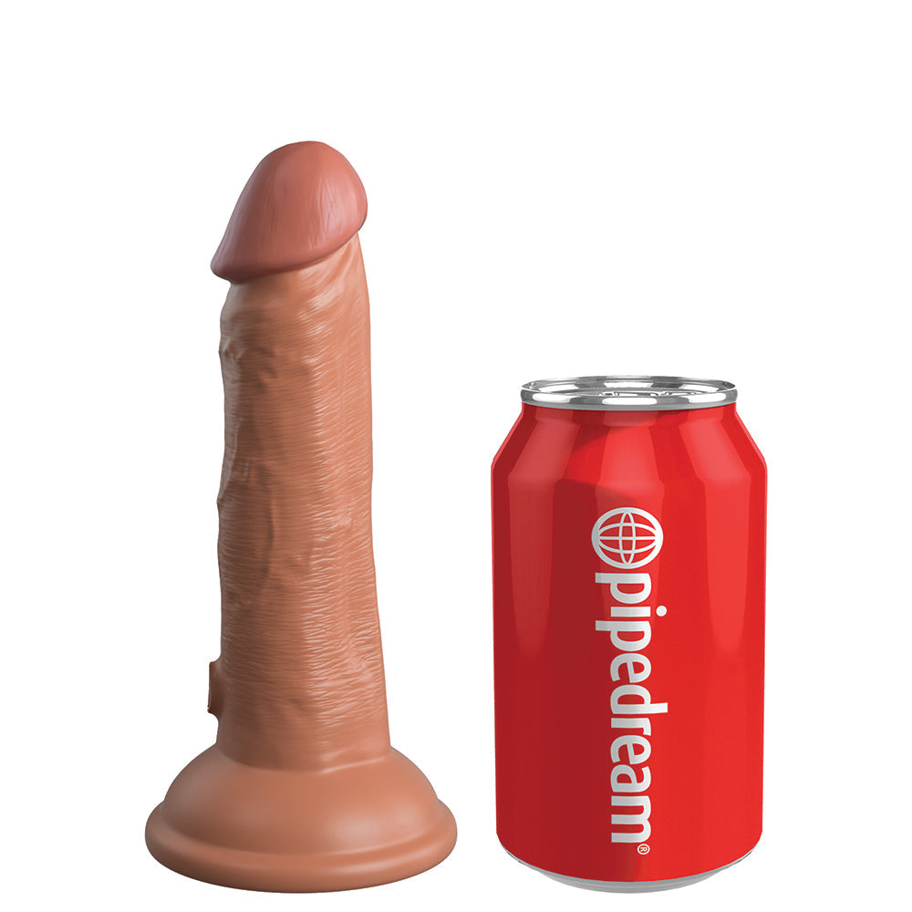King Cock Elite Dual Density Vibe Silicone Cock-Tan 6"
