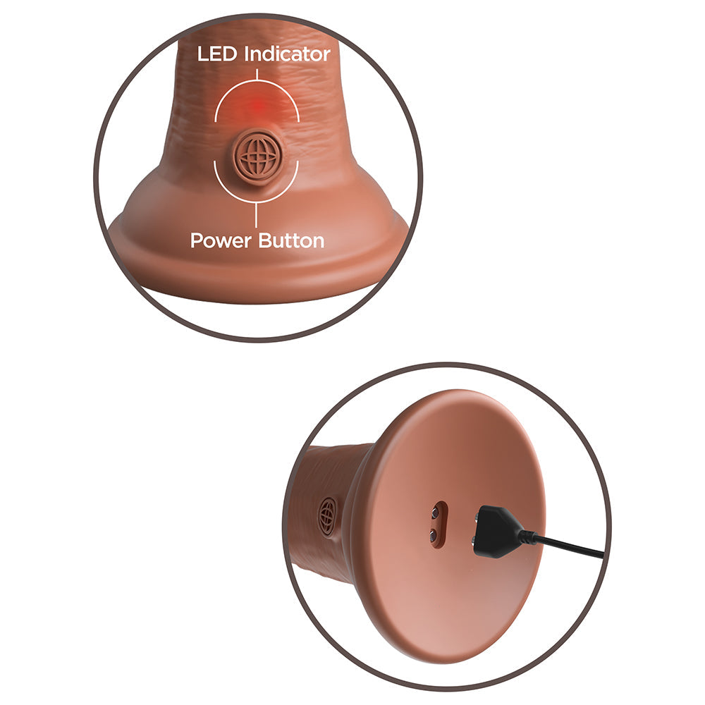 King Cock Elite Dual Density Vibe Silicone Cock-Tan 6"