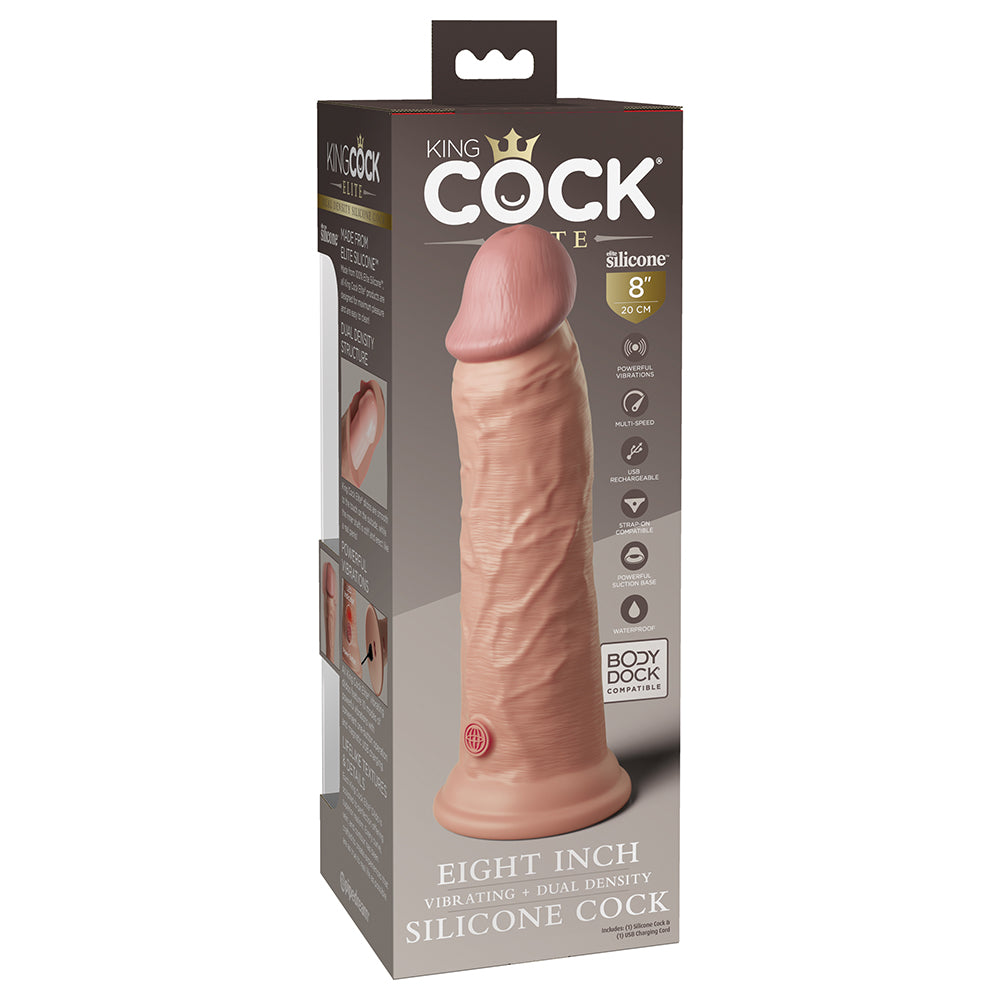 King Cock Elite Dual Density Vibe Silicone Cock-Light 8"
