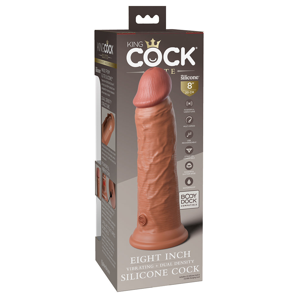King Cock Elite Dual Density Vibe Silicone Cock-Tan 8"