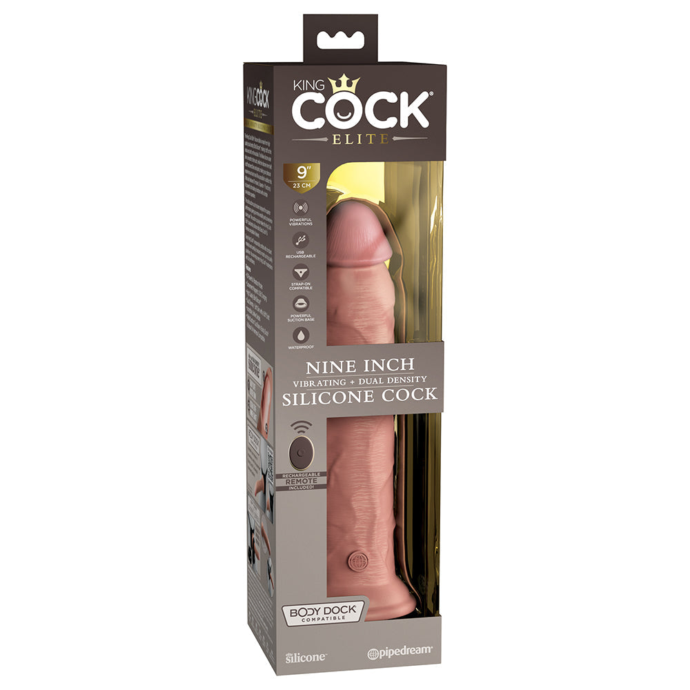 King Cock Elite Dual Density Vibe Silicone Cock-Light 9"