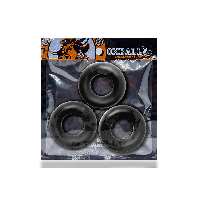 Oxballs Fat Willy 3 Pack Jumbo Cock Rings - Black