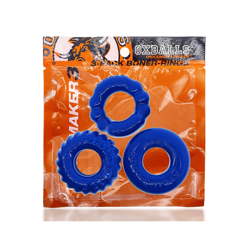 Oxballs Bonemaker 3 Pack Cockring Kit - Pool Blue