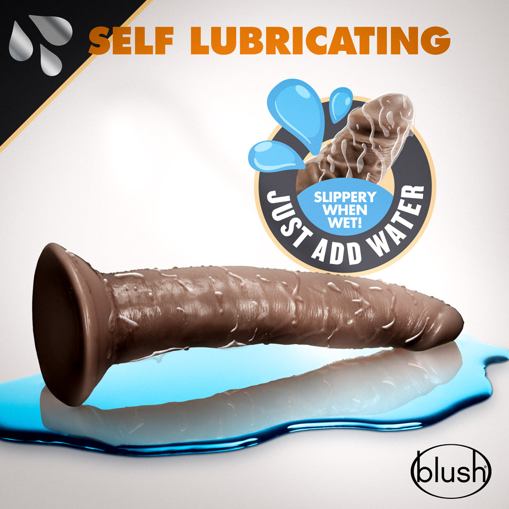 Blush Dr. Skin Glide 7.5" Self Lubricating Dildo - Chocolate