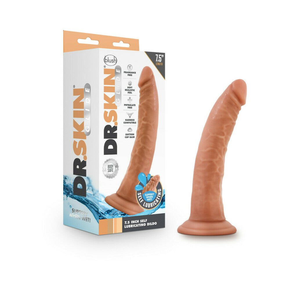 Blush Dr. Skin Glide 7.5" Self Lubricating Dildo - Mocha