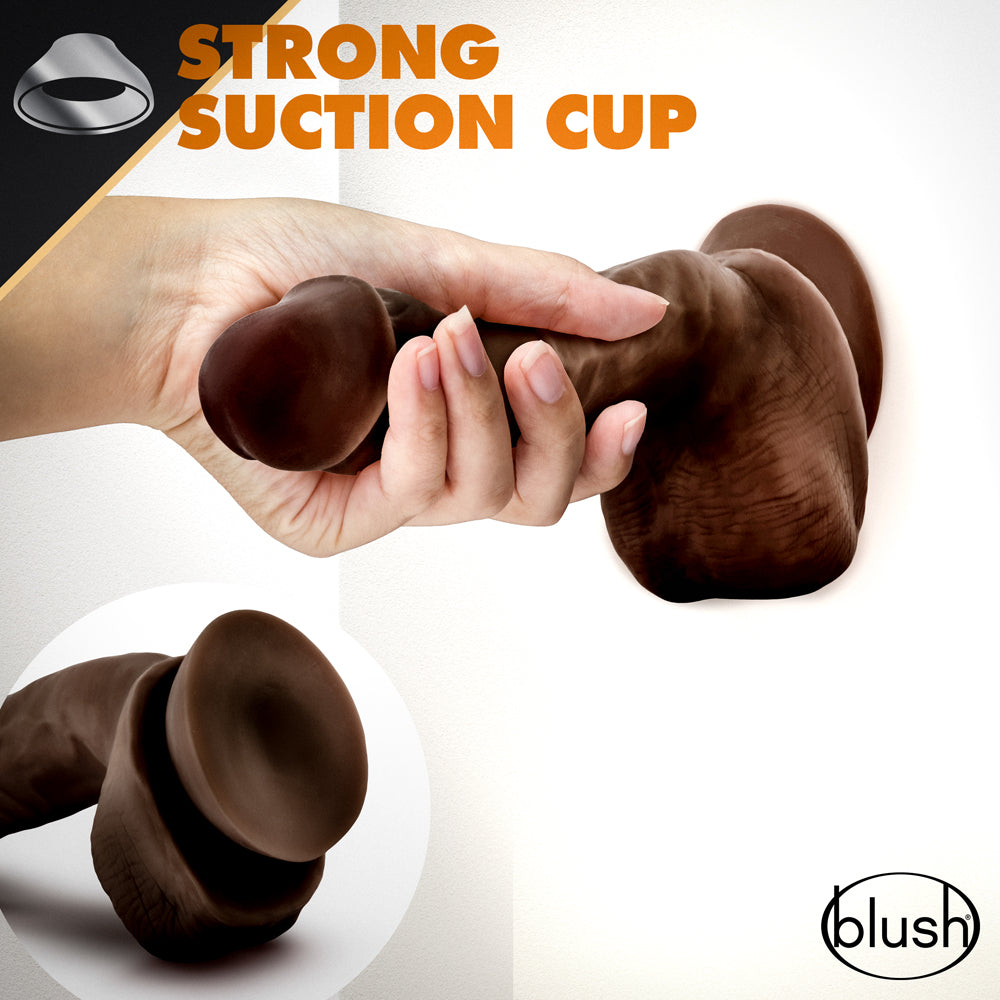 Blush Dr. Skin Glide 8.5" Self Lubricating Dildo w/Balls - Chocolate