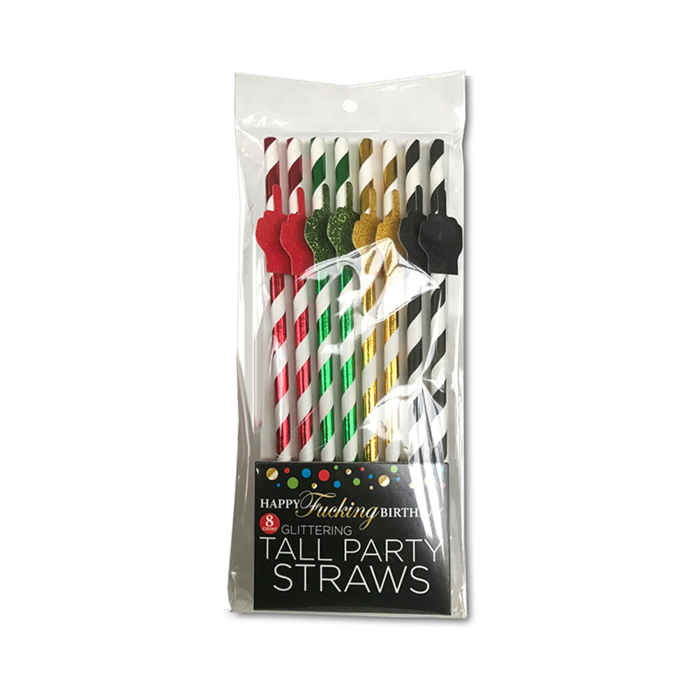Happy Fucking Birthday Tall Straws - Pack of 8