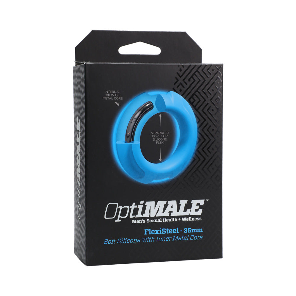OptiMale FlexiSteel Cock Ring - 35 mm Blue