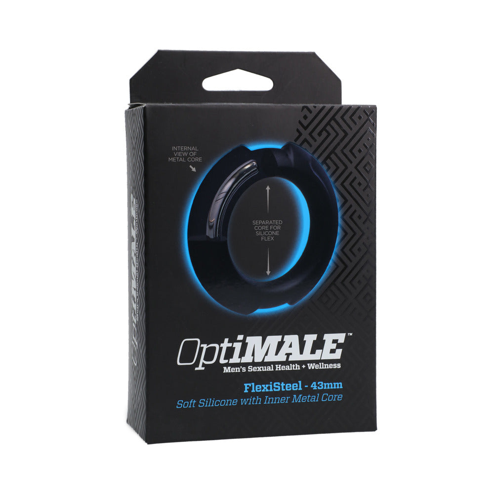 OptiMale FlexiSteel Cock Ring - 43 mm Black