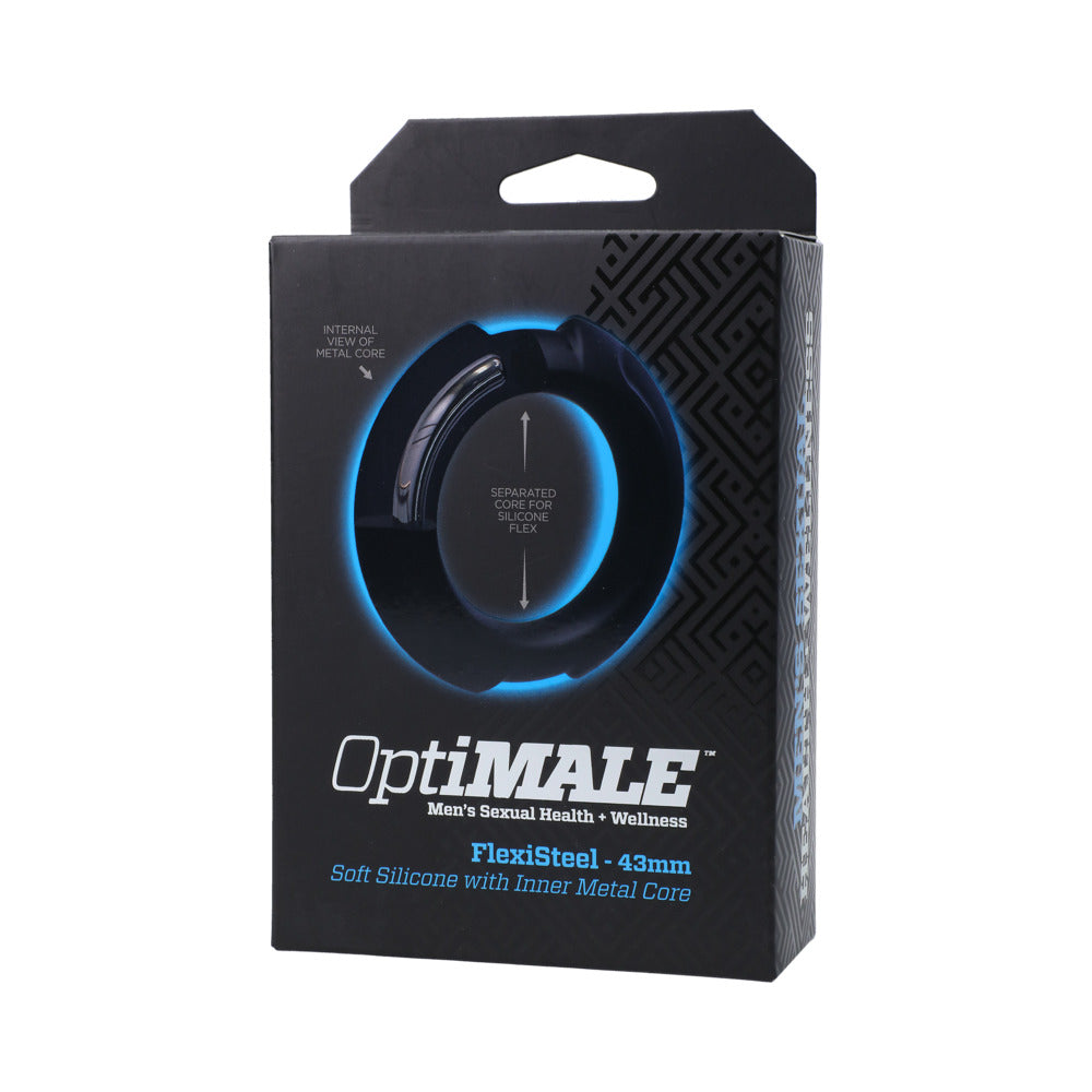 OptiMale FlexiSteel Cock Ring - 43 mm Black
