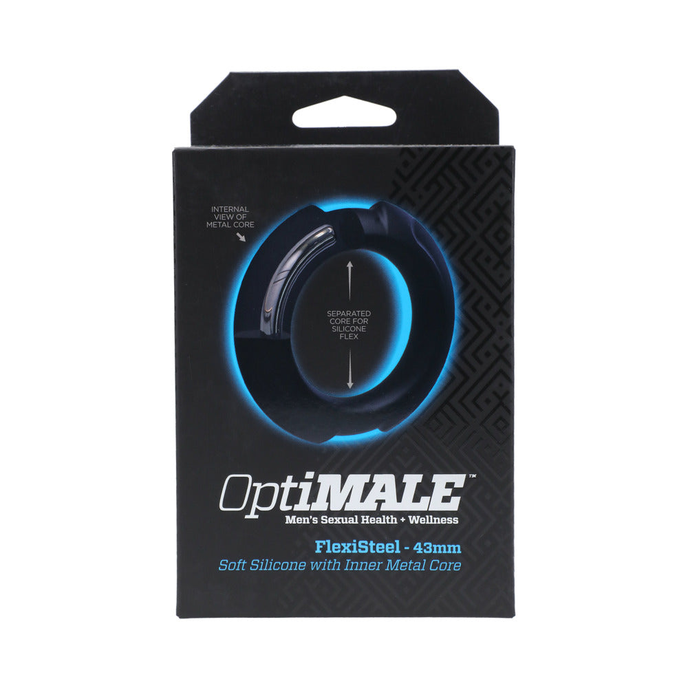OptiMale FlexiSteel Cock Ring - 43 mm Black
