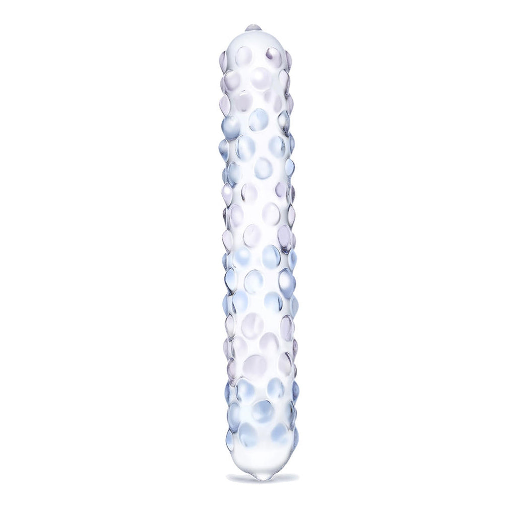 Glas 9" Purple Rose Nubby Glass Dildo - Purple/Pink