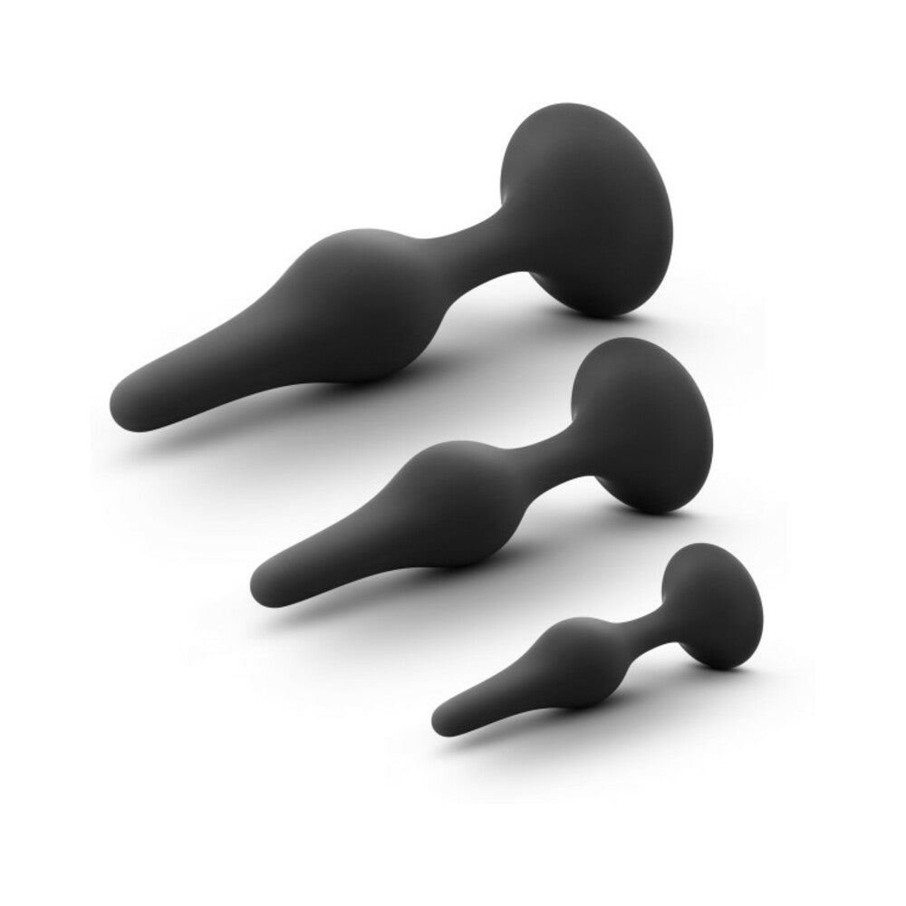 Blush Anal Adventures Platinum Silicone Beginner Plug Kit - Black