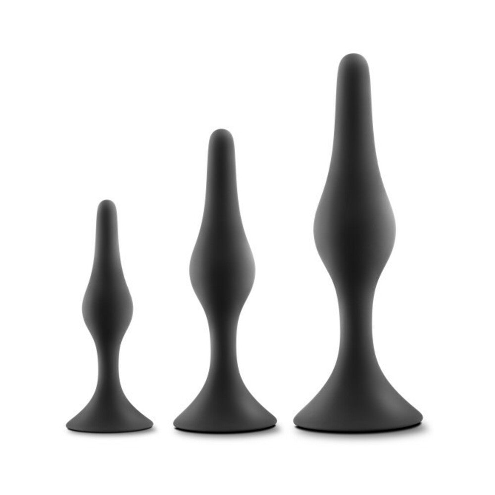 Blush Anal Adventures Platinum Silicone Beginner Plug Kit - Black