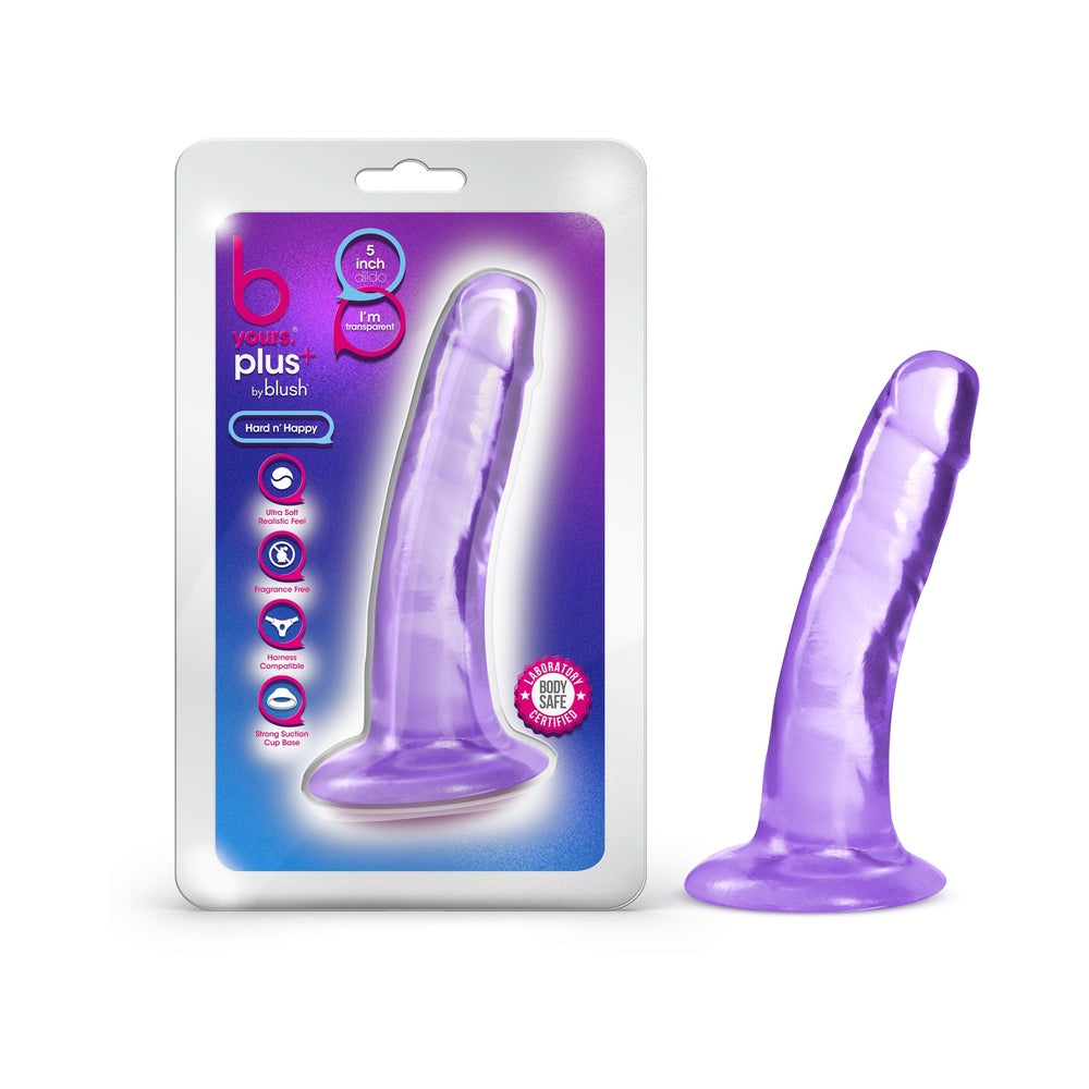 Blush B Yours Plus 5" Hard n' Happy Dildo - Purple