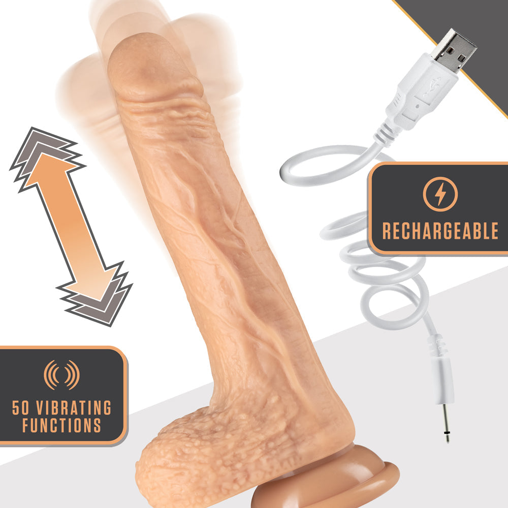 Dr. Skin Silicone Dr. Grey Thrusting Dildo-Vanilla 7"