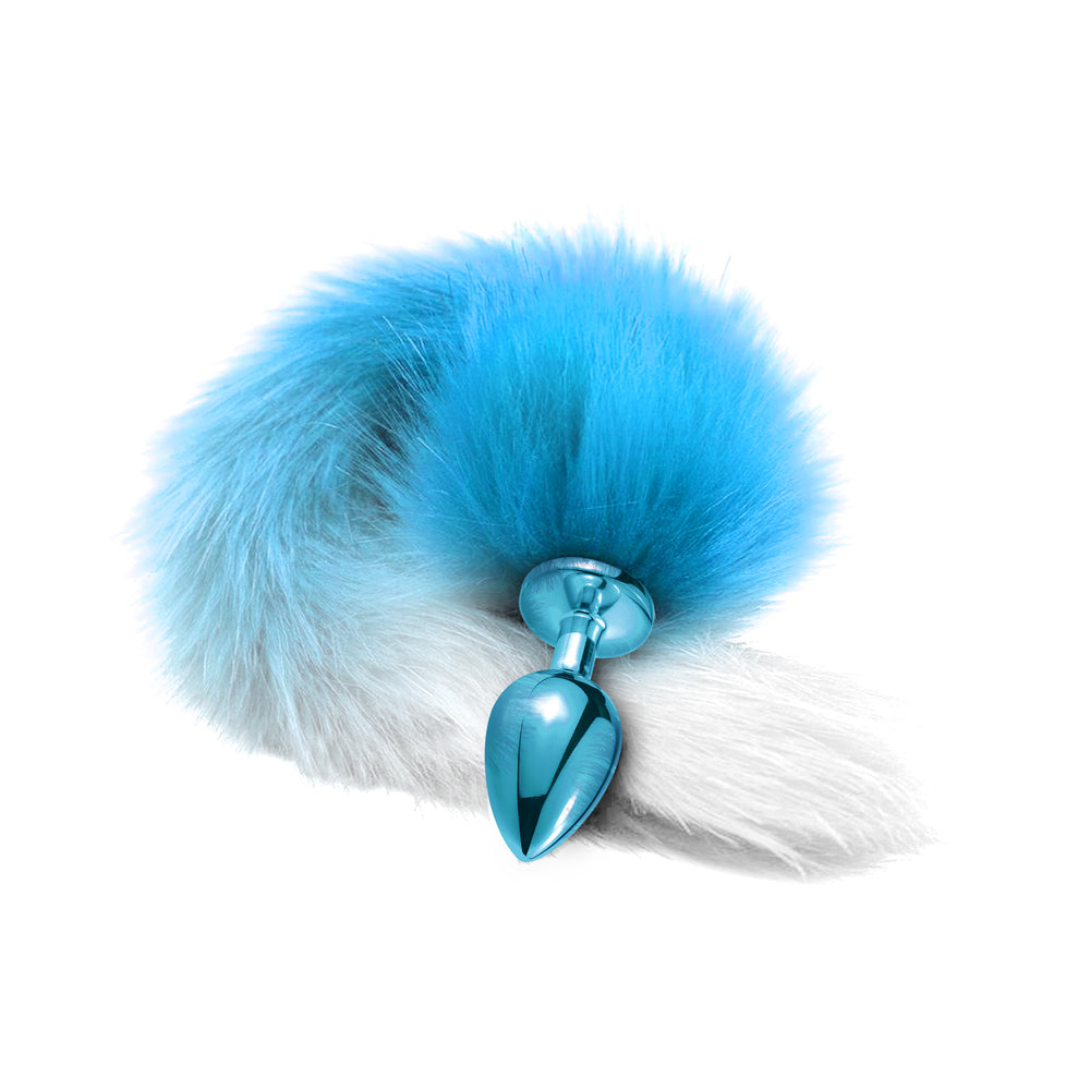 Nixie Metal Butt Plug w/Faux Fur Tail - Blue Metallic