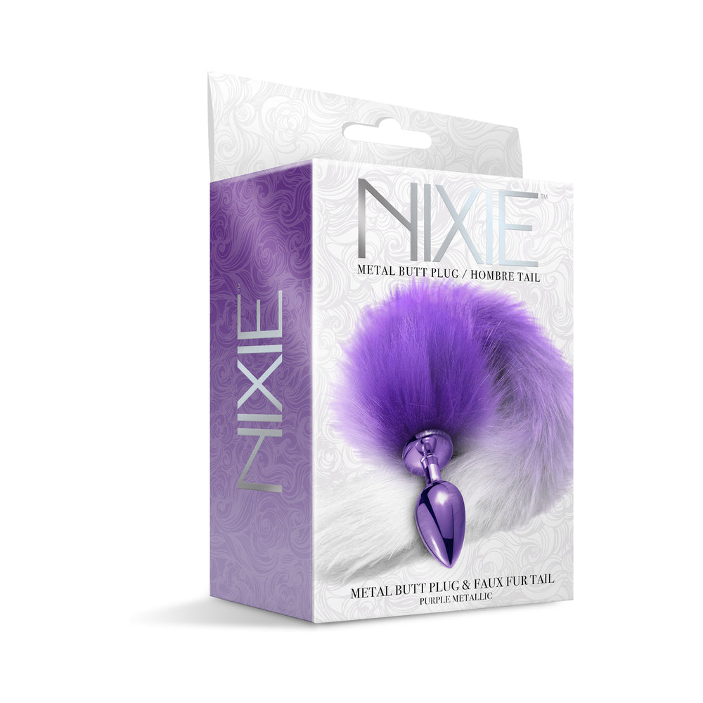 Nixie Metal Butt Plug w/Faux Fur Tail - Purple Metallic