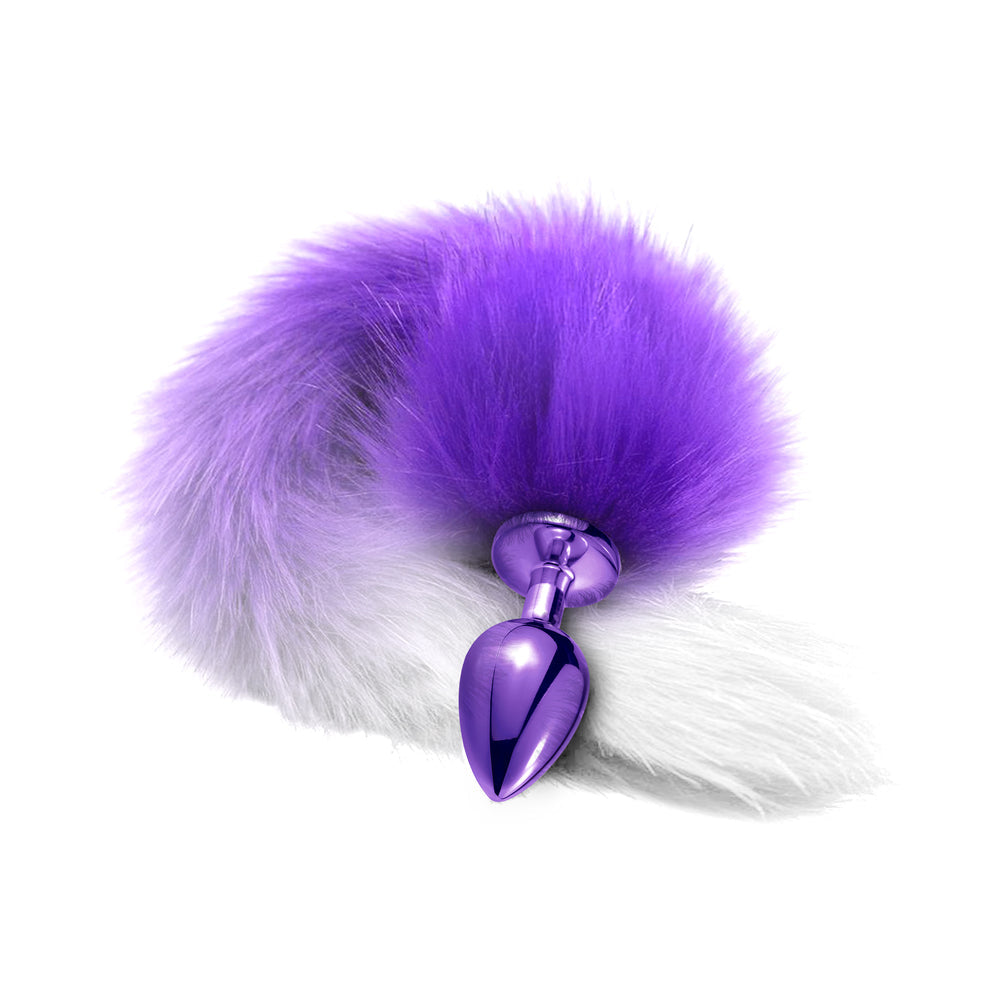 Nixie Metal Butt Plug w/Faux Fur Tail - Purple Metallic