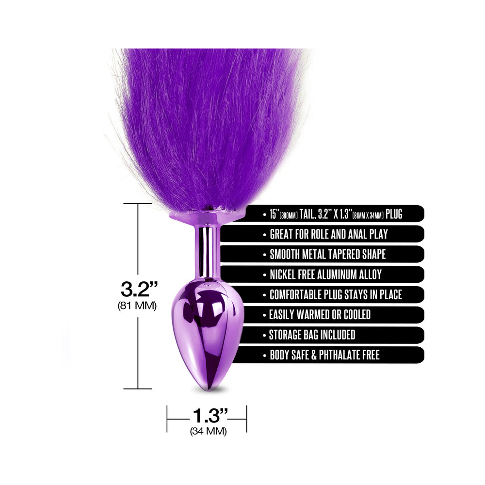 Nixie Metal Butt Plug w/Faux Fur Tail - Purple Metallic