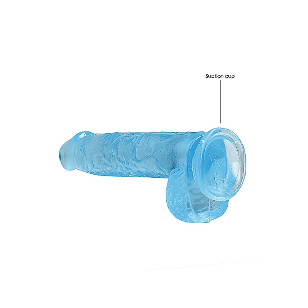 Shots RealRock Realistic Crystal Clear 6" Dildo w/Balls - Blue