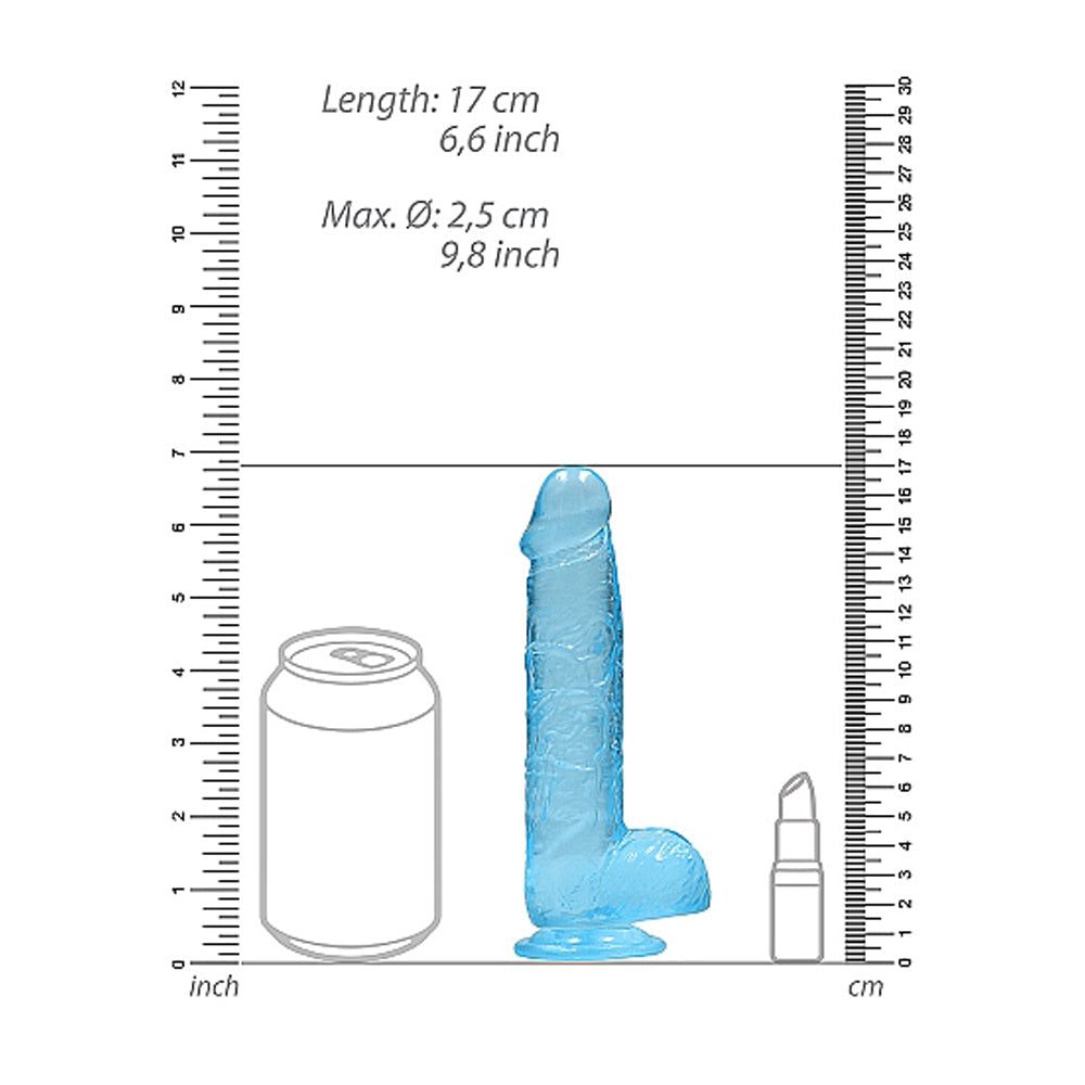 Shots RealRock Realistic Crystal Clear 6" Dildo w/Balls - Blue