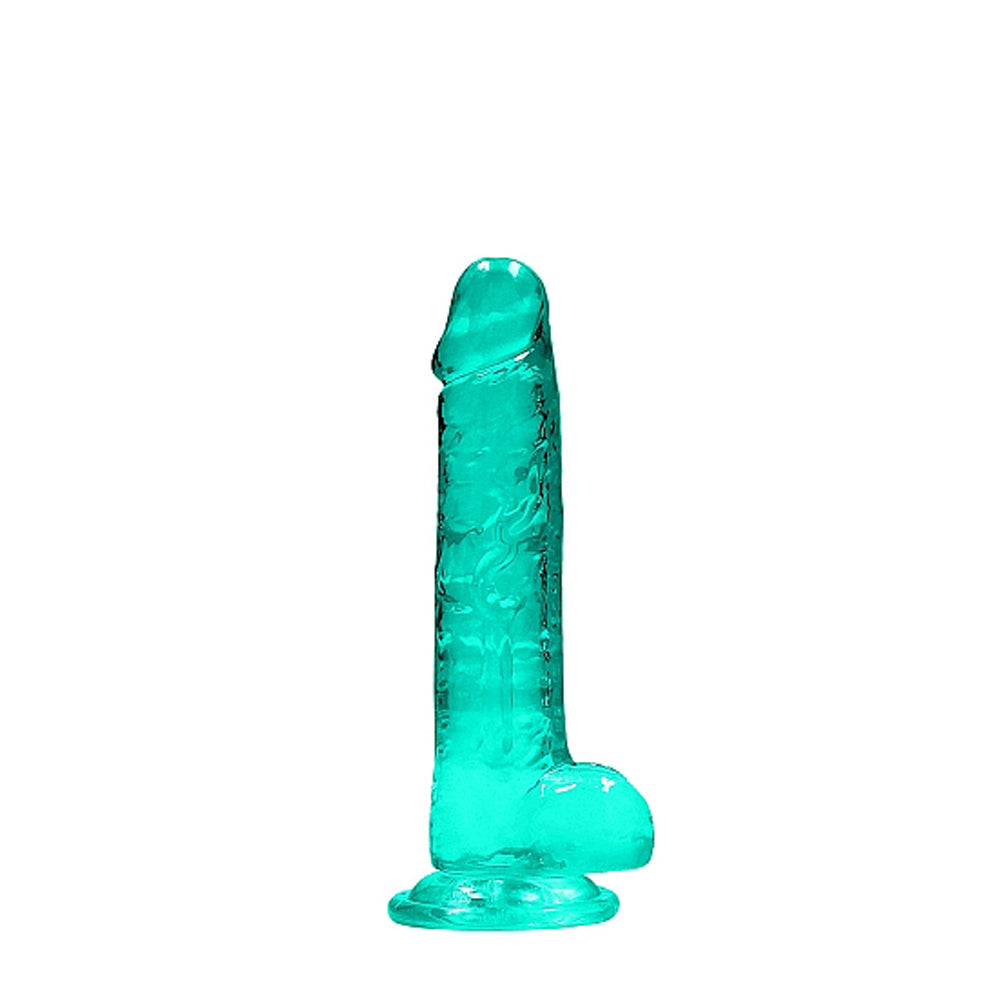 Shots RealRock Realistic Crystal Clear 7" Dildo w/Balls - Turquoise