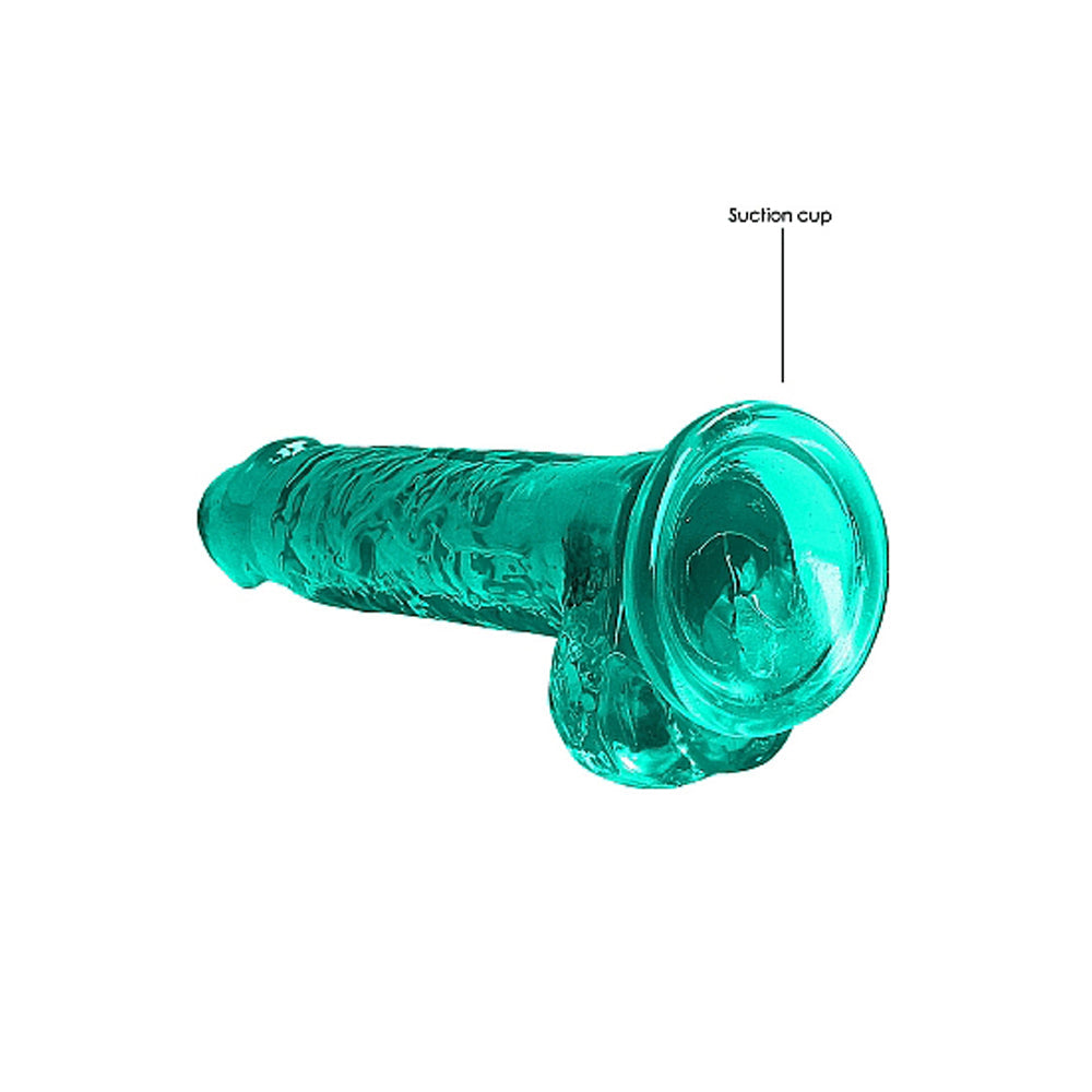 Shots RealRock Realistic Crystal Clear 7" Dildo w/Balls - Turquoise