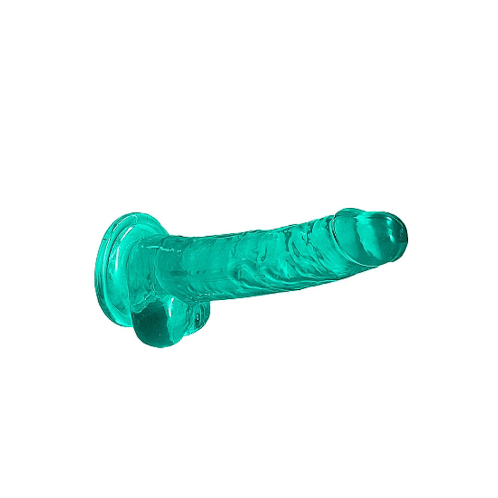 Shots RealRock Realistic Crystal Clear 7" Dildo w/Balls - Turquoise