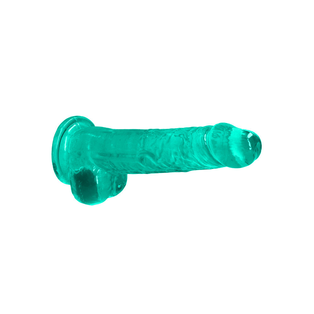 Shots RealRock Realistic Crystal Clear 8" Dildo w/Balls - Turquoise