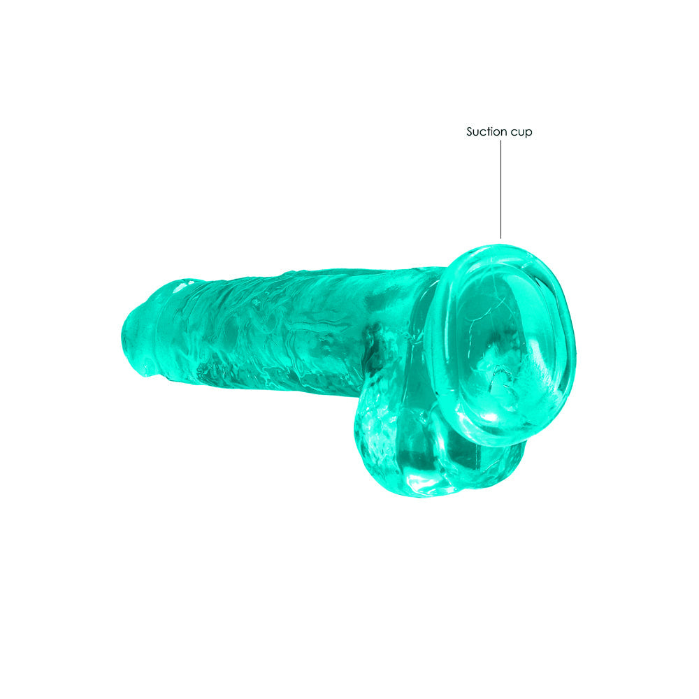Shots RealRock Realistic Crystal Clear 8" Dildo w/Balls - Turquoise