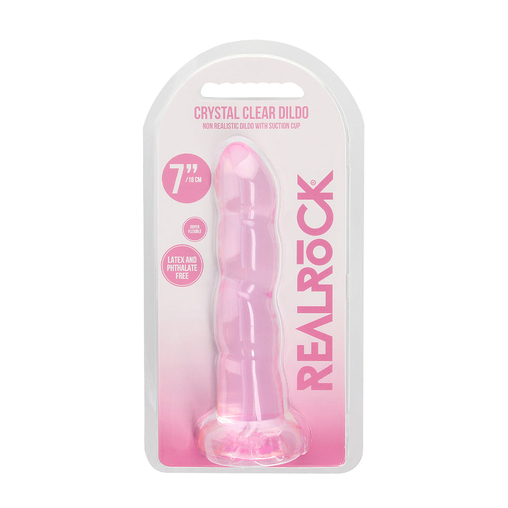 Shots RealRock Crystal Clear Non Realistic 7" Dildo - Pink