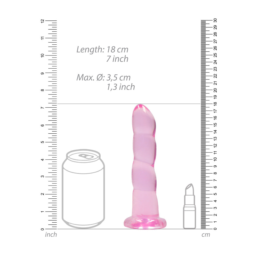 Shots RealRock Crystal Clear Non Realistic 7" Dildo - Pink