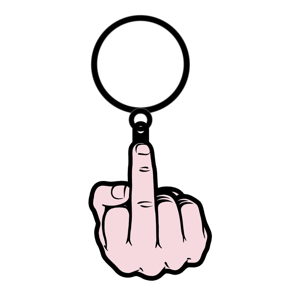 Wood Rocket Middle Finger Keychain - Pink