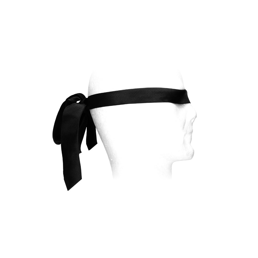 Shots Ouch Black & White Satin Bondage Tie - Black