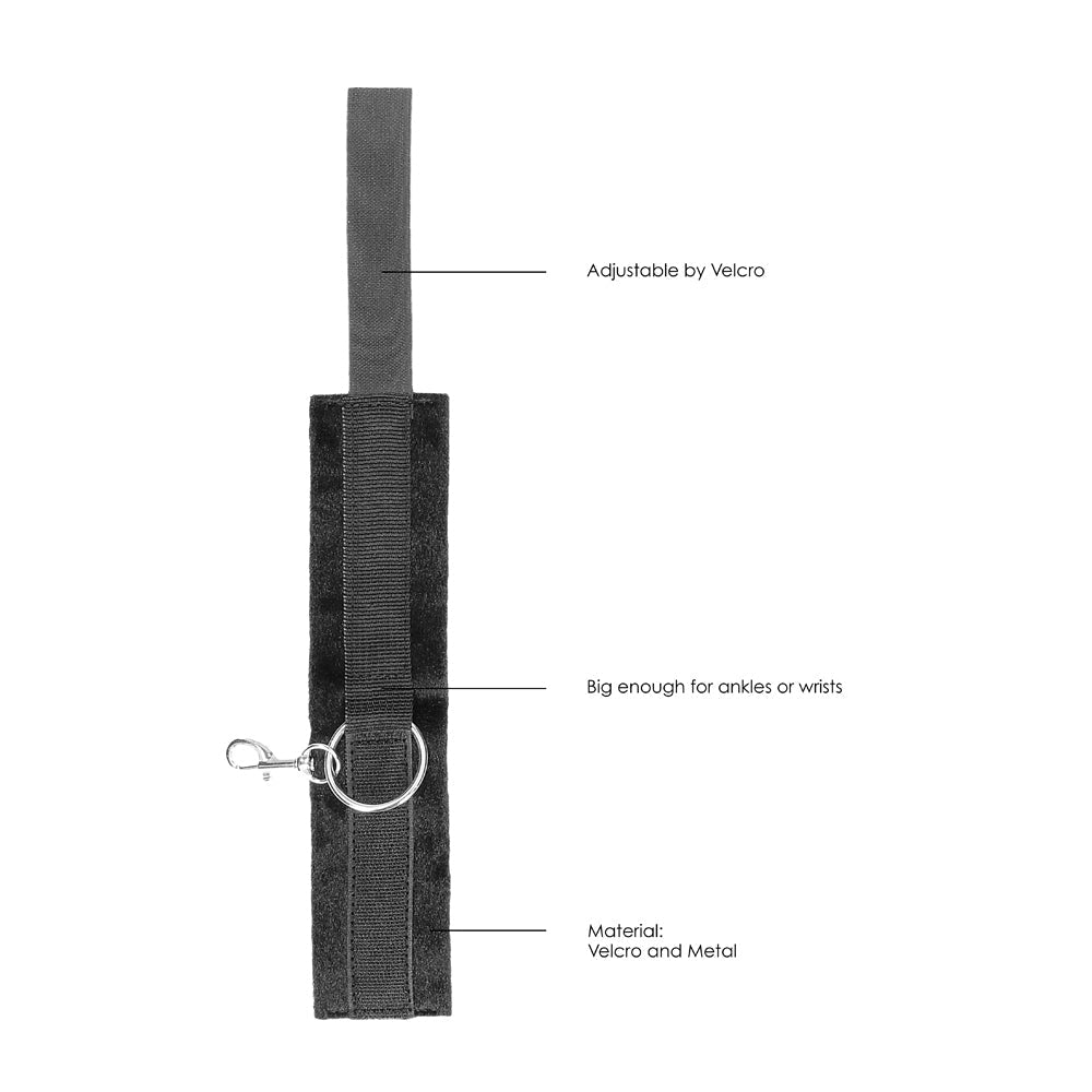 Shots Ouch Black & White Velcro Hand/Ankle Cuffs - Black