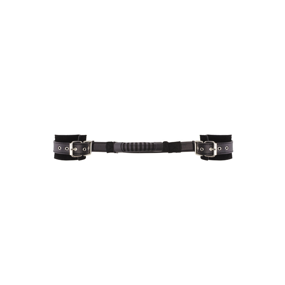 Shots Ouch Black & White Bonded Leather Hand Cuffs w/Handle - Black