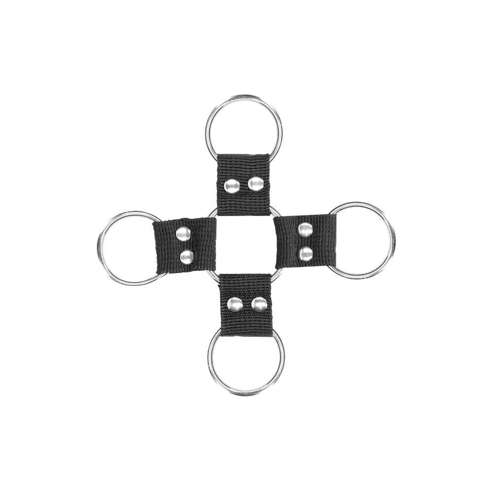Shots Ouch Black & White Velcro Hogtie w/Hand & Ankle Cuffs - Black
