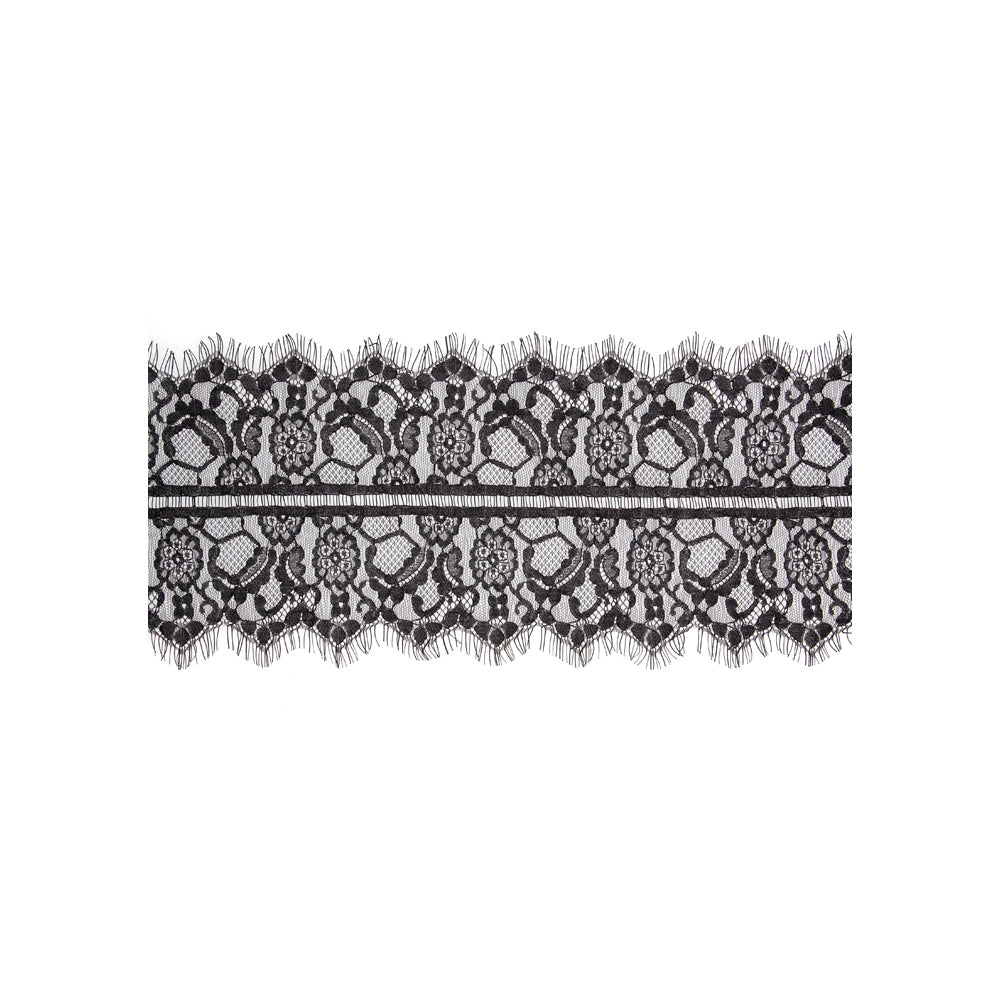 Shots Ouch Black & White Lace Mask w/Elastic Straps - Black