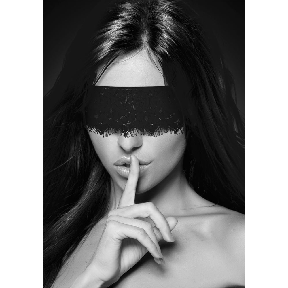 Shots Ouch Black & White Lace Mask w/Elastic Straps - Black
