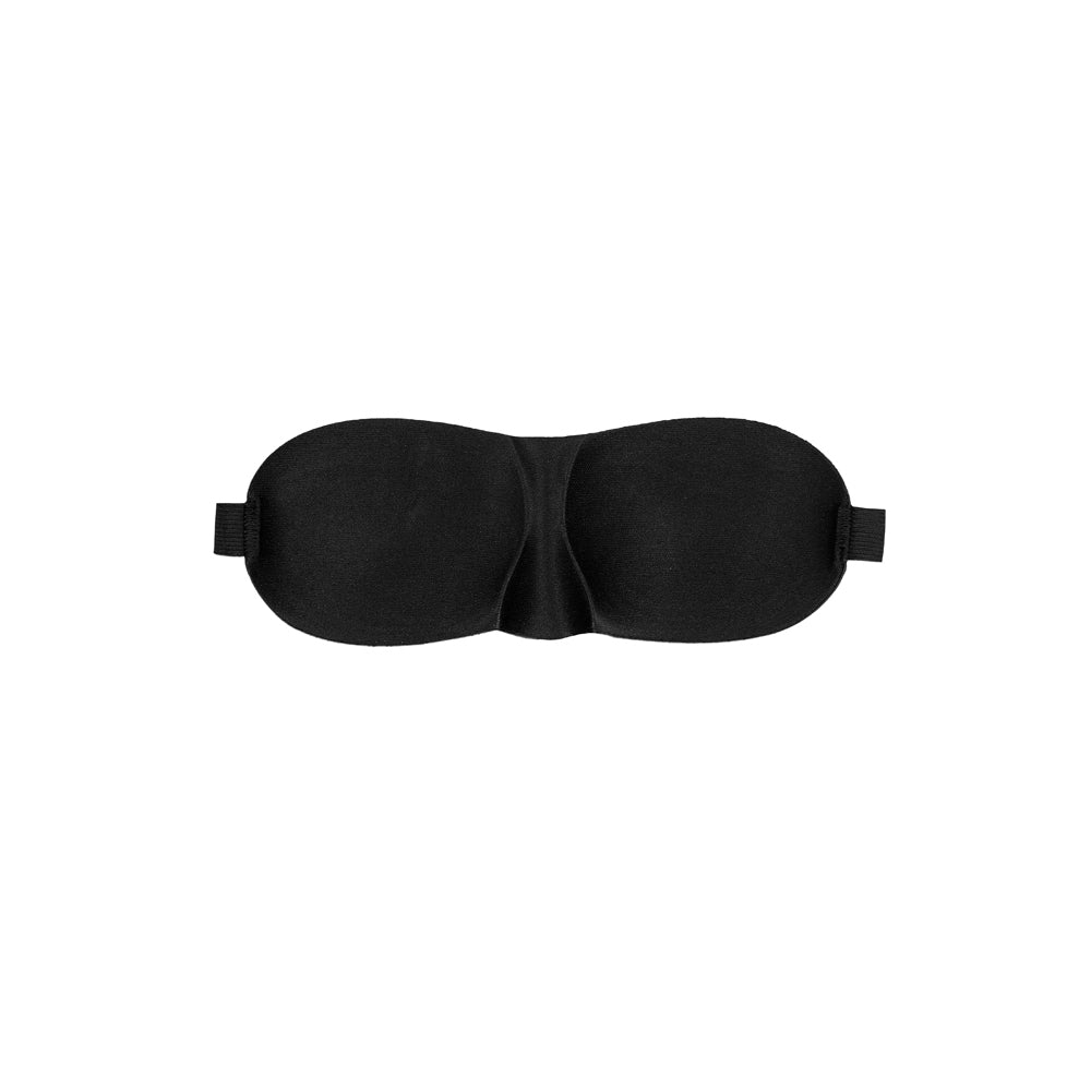 Shots Ouch Black & White Satin Curvy Eye Mask w/Elastic Straps - Black