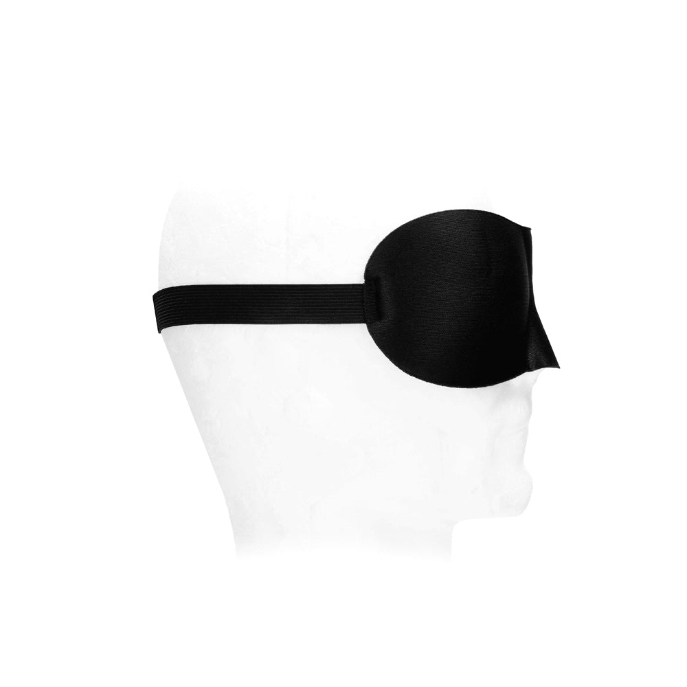 Shots Ouch Black & White Satin Curvy Eye Mask w/Elastic Straps - Black