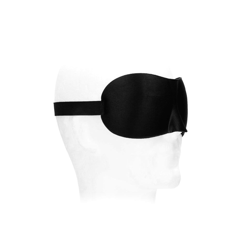 Shots Ouch Black & White Satin Curvy Eye Mask w/Elastic Straps - Black